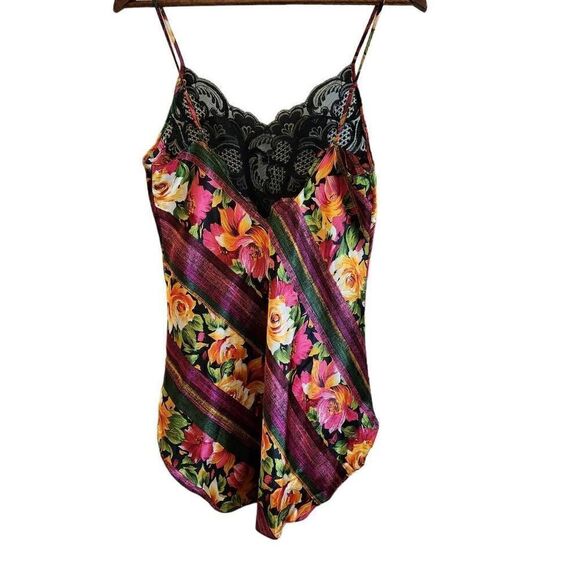 Victoria's Secret Vintage Gold Label Floral Satin Lace Pajama Lingerie Slip Size - Picture 2 of 5